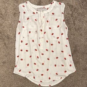 LOFT Sleeveless Blouse with Red Accents